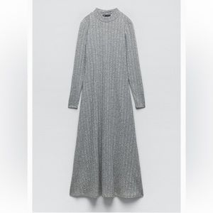 Zara long gray ribbed dress